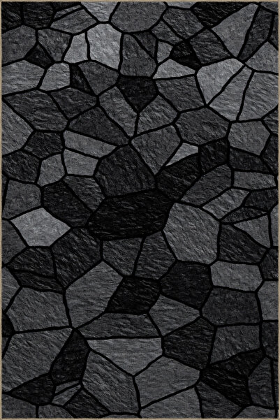 Rugs Modern Halı Γκρι Μαύρο Θεματικό Γεωμετρικό Σχήμα με Μαρμάρινο Σχέδιο Μον...