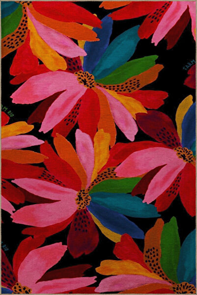 Rugs Modern Halı Koyu Ton Çok Renkli Gazanya Çiçek Desenli Kreatif Modern Dek...