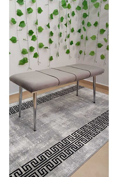 ÖZCAN METAL Bench Sırtlı Krom Metal Ayaklı Mutfak Salon Antre Yatak Odası Puf Bank Oturak Takımı