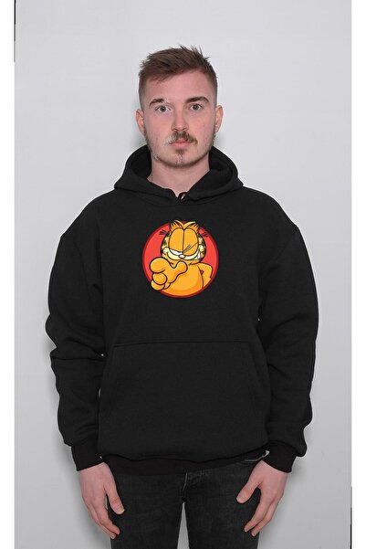 BIGROON Garfield Cat Kedi Çizgi Film Sweatshirt Unisex Kapüşonlu Hoodie