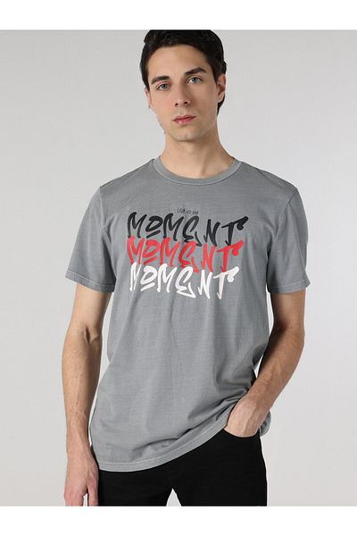 Colin's Gray Regular Fit Men's Short Sleeve T-Shirt - Printed