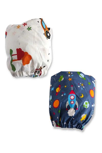 Babynia Cotton Children's Fitted Sheet 90x190 (2 Pieces) Car Traffic And Blue Galaxy