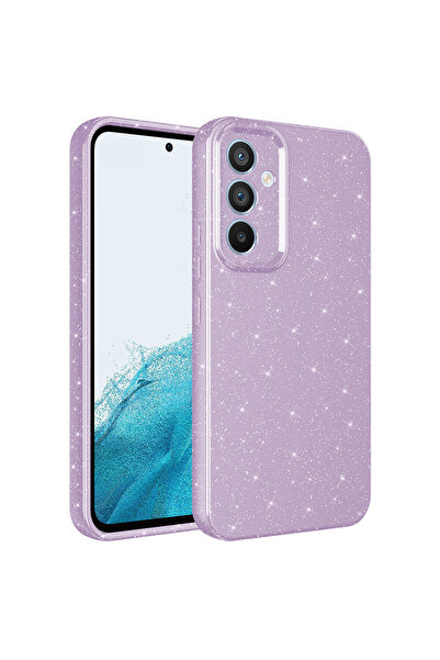 UnDePlus Samsung Galaxy A14 Kılıf Simli Silikon Lüks Kapak Lila