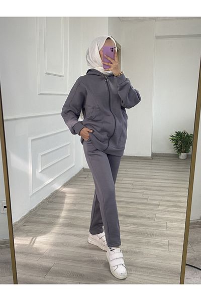 Arden Scarf مجموعة سفلية بغطاء رأس وسحاب من ثلاثة خيوط