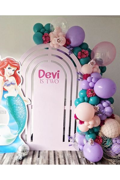 Çemrek Süs Parti Turquoise pink lilac mermaid concept balloon chain set 60 pieces of balloons