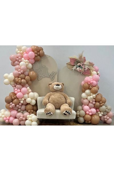 Çemrek Süs Parti Desert sand pink retro white balloon chain set 100 pcs
