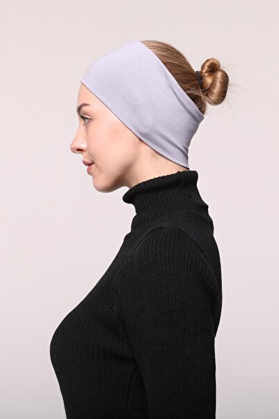 Altobeh Women's Combed Cotton Seamless Hijab Bandana Bone Sports Hair Band-grey