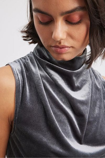 World Fashion Trends wft2900 Bluză din catifea cu gât fără mâneci