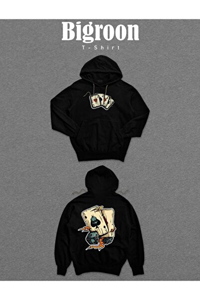 BIGROON سويت شيرت بقلنسوة للجنسين من لعبة البوكر بلاك جاك 21