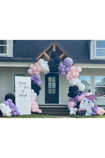 Çemrek Süs Parti Night blue pink lilac white balloon chain set 100 pieces
