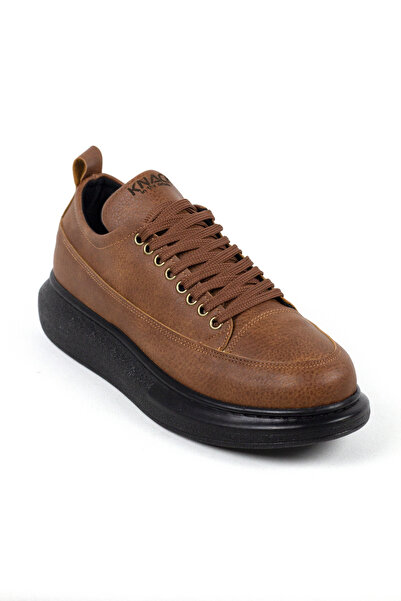 Rainon Store Tan Leather Lace Up High Sole Men's Sports Shoes