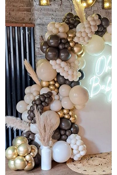 Çemrek Süs Parti Chocolate coffee milk coffee gold chrome balloon chain set 100 pieces