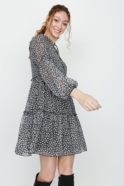 Select Moda Patterned Chiffon Dress