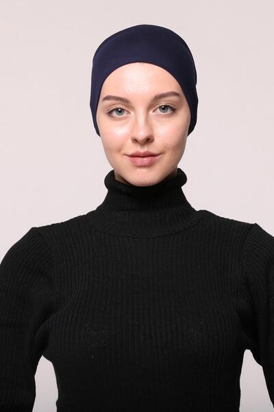 Altobeh Women's Combed Cotton Seamless Hijab Bandana Bone Sports Hair Band-navy blue