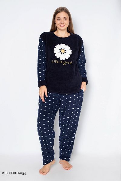 BERİN HOMEWEAR WOMEN'S PLUS SIZE FLEECE PAJAMA SET