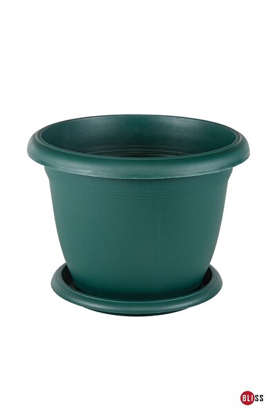 Bliss Yeşil Dekoratif Tabaklı Büyük Boy Villa Saksı 22 Lt