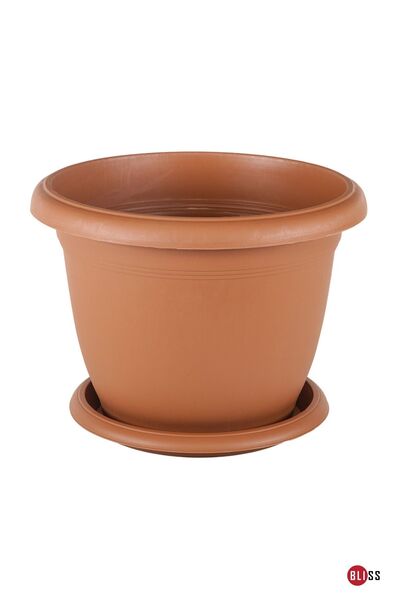 Bliss Kiremit Dekoratif Tabaklı Büyük Boy Villa Saksı 32 Lt