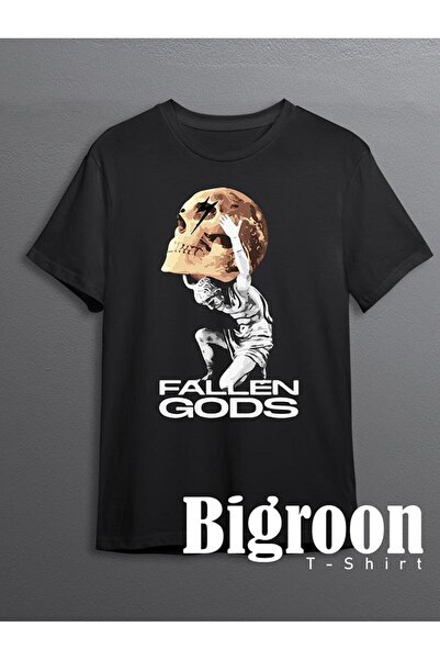 BIGROON Unisex T-shirt - Majica s motivom lubanje "Pali bogovi" sa datumom na...