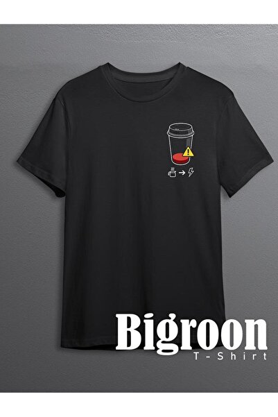 BIGROON Унісекс-футболка з фільтром для кави Demleme - Empty Charge, No Coffe...