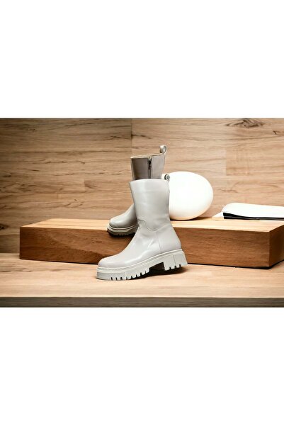 New Optimal Kadın Yarım Çizme Bot KREM