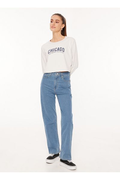 Levi's Pantaloni de denim pentru femei Levis cu talie înaltă, cu picioare drepte, albastru A7092-0001