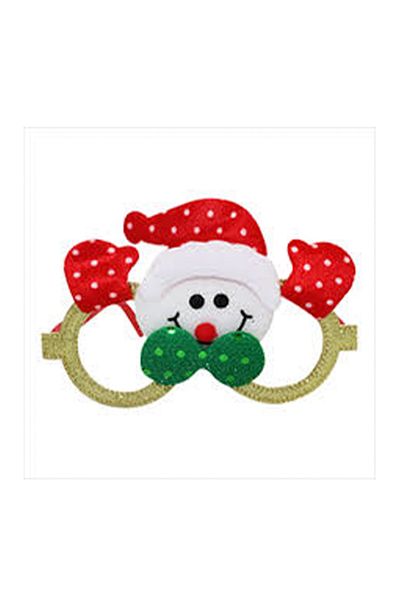 kidspartim Christmas Glasses Gold Framed Plush Snowman with Green Bow
