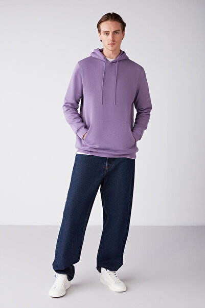 GRIMELANGE Ανδρικό Jorge - Κανονικό μωβ φούτερ με κουκούλα από μαλακό οργανικό βαμβάκι