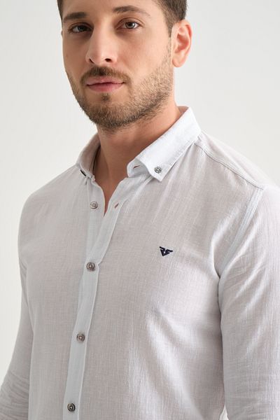 Redline Ανδρικό πλυμένο λινό πουκάμισο Basic Slim Fit 2198