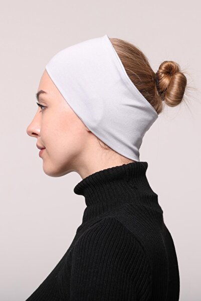 Altobeh Women's Combed Cotton Seamless Hijab Bandana Bone Sports Hair Band-Light Gray