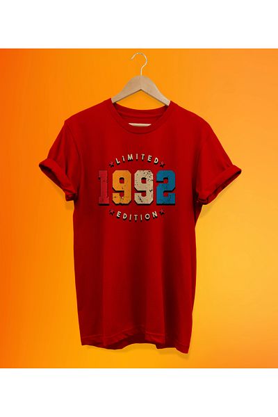 remonz 1992 εμπριμέ κόκκινο, 100% βαμβάκι, υπερμεγέθη, μπλουζάκι μεγάλου μεγέθους