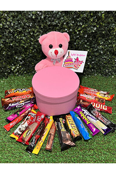 lenostra Kiza Çikolata Dolu ve Pembe Temalı Ayıcıklı - Dogum Gunu Hediyesi Se...