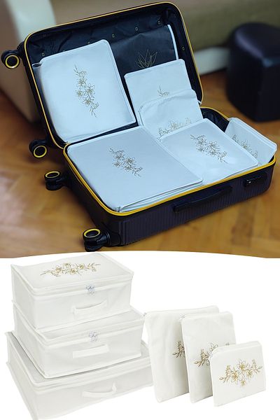 umbellatum 6 Pieces of Storage Bag Set and Suitcase Travel Maternity Bag Organizer