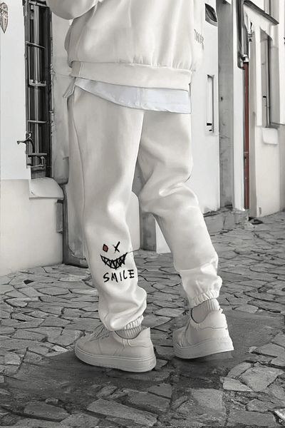 MAGORS Svart Φορέστε 3 ΚΛΩΝΑ Smile Printed Unisex Λευκό Φούτερ