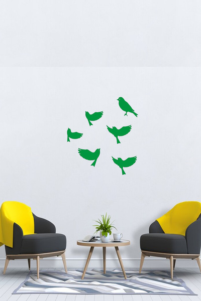 NED MDF LAZER DEKARASYON Yeşil 6'lı Dekoratif Kuş Ahşap Tablo Lazer Kesim 3mm...