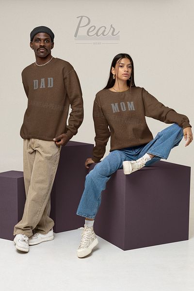 Pear Wear MOM DAD Двойка с качулка с щампа Унисекс Oversize Комплект суичър от 2 части Dear Mom Dad