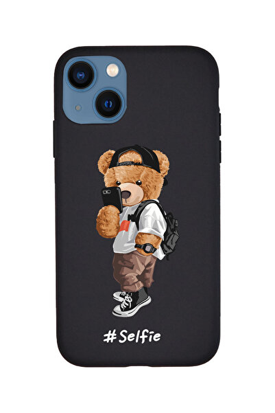 KaffCase حافظة هاتف آيفون 15 بلس سيلفي تيدي بير من السيليكون الفاخر