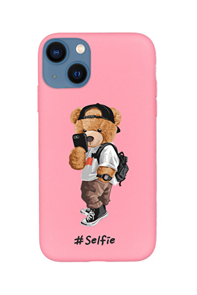 KaffCase حافظة هاتف آيفون 15 بلس سيلفي تيدي بير من السيليكون الفاخر