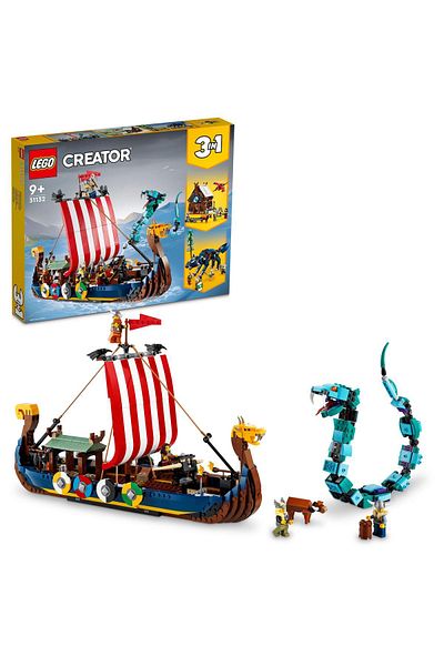LEGO ® Creator 3 in 1 Viking Ship and Midgard Serpent 31132-For Ages 9 and Up Ship and Wolf Inside