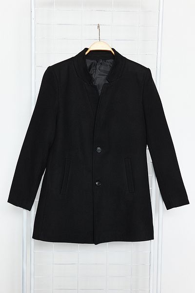 Trendyol Collection Stand Collar Black Slim Fit Stamp Coat - TMNAW24KB00007