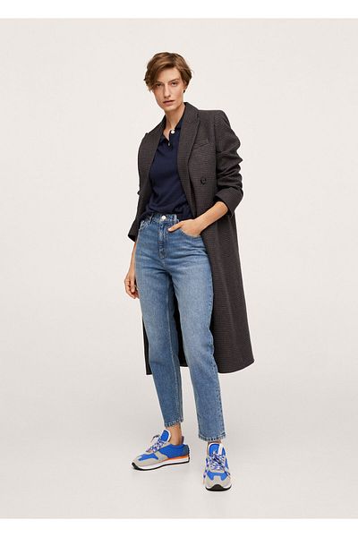 MANGO Woman Jean mom elastic albastru plictisitor de damă