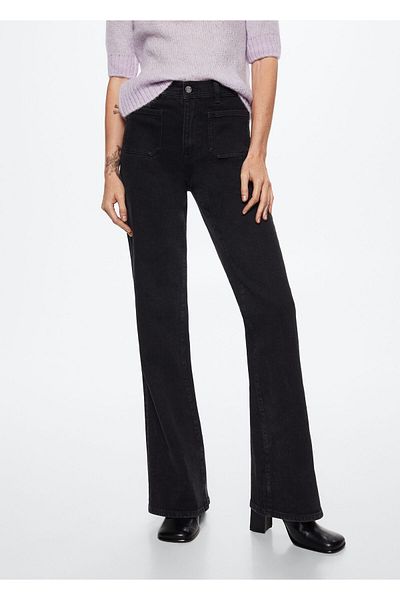 MANGO Woman Flared Leg Pocket Jean Trousers