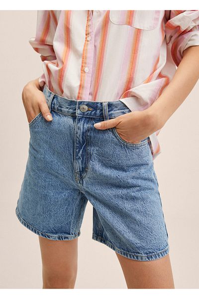 MANGO Woman Pantaloni scurți din denim cu croială dreaptă