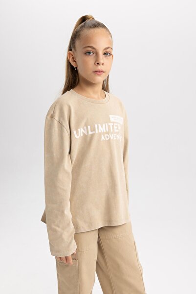 DeFacto Girl's Relax Fit Printed Long Sleeve T-Shirt A8074A823Au