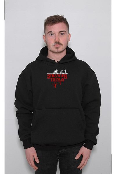 BIGROON Stranger Things Unisex φούτερ με κουκούλα ανάποδη κουκούλα