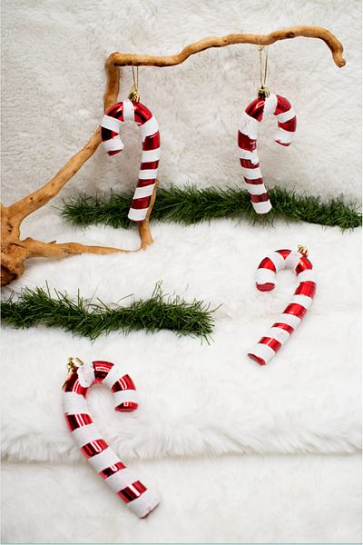 Waldern 4 Pieces 15 cm Luxury XL Candy Cane Christmas Pine Tree Ornament