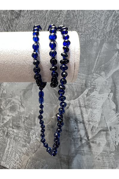 Amber by Mazukna Blue Drop Amber Necklace - Free Cut, 45 Cm, Teen and Adult, Certified