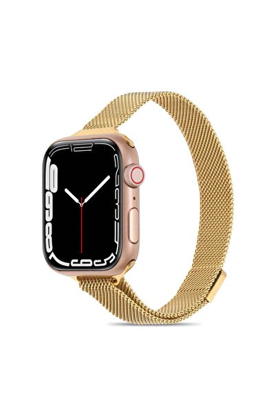 Techmaster Apple Watch 5 6 7 8 38mm 40mm 41mm Uyumlu Slim Metal Hasır Kordon