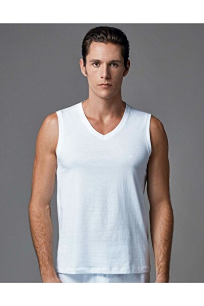 Eros Men'S, White, 100% Cotton, V-Neck, Sleeveless 2-Pack Tank Top