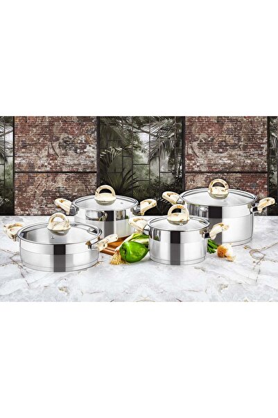 Evimsaray Doğa 8 Parça Tencere Seti Mermer