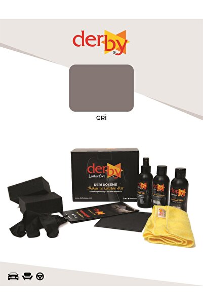 Derby Gri Deri Döşeme ve Direksiyon Boyama ve Yenileme Seti - 3'lü Set